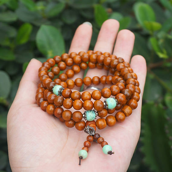 Healing Jewelry & Mala meditation beads (14in) Amethyst & Tibetian